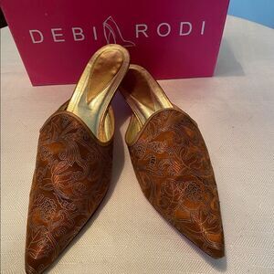 Brown Heeled Mules